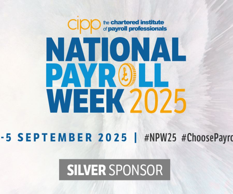 CIPP National Payroll Week 2025, 1-5 September, silver sponsor banner with colorful background.